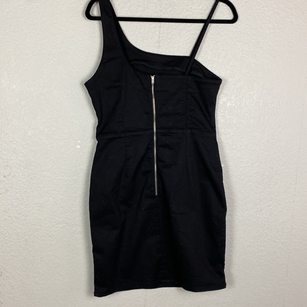 Topshop black asymmetric shoulder dress - Picture 6 of 7